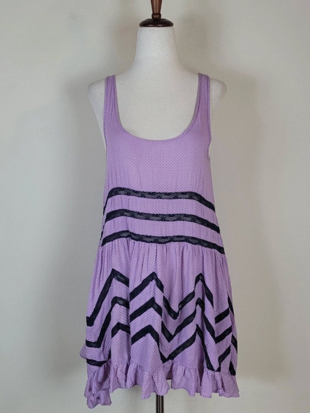 Free People Dress XS Purple Lilac Voile and Lace Trapeze Slip Intimately Tank